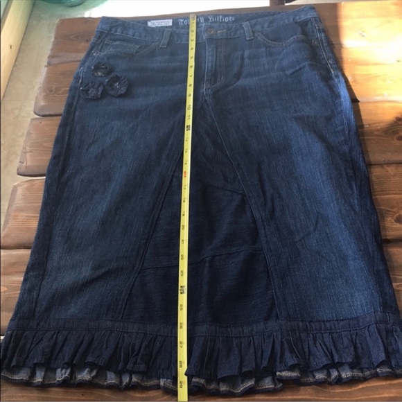 Custom Upcycled Tommy Hilfiger Denim Midi Skirt - Picture 6 of 7